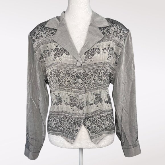 Vintage Long Sleeve Shirt Attached Vest Gray Size Medium - Picture 1 of 9